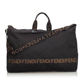 Fendi-Nylon Travel Bag-Brown,Black