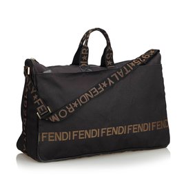 Fendi-Nylon Travel Bag-Brown,Black