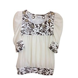 Diane Von Furstenberg Silk Top White and Brown Brown White