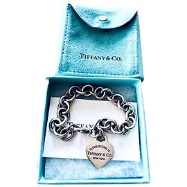 Tiffany & Co Return to Tiffany Heart Locket Curb Chain Bracelet Silver Metallic