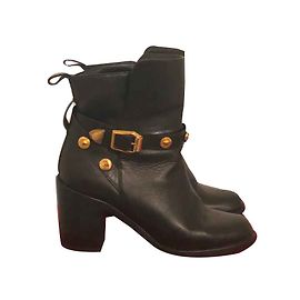 Bottines Versace en cuir noir 37 Noir