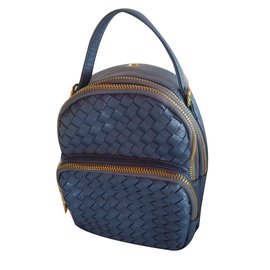 Autre Marque-Leather backpack mini-Blue