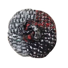 Chanel Camellia Tweed Pin Black Red Grey Black Red Grey