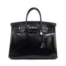 Excepcional Hermès Birkin 40 couro caixa preta, hardware de paládio em muito bom estado! Preto