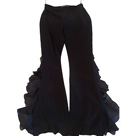 Ralph Lauren Silk Ruffle Pants Black Black