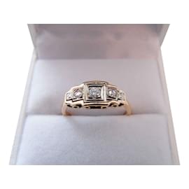 Autre Marque-anillo de oro rosa viejo 18k diamantes-Rosa