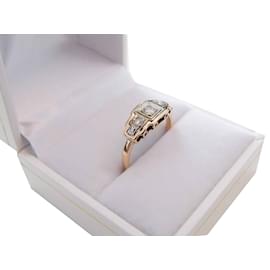 Autre Marque-old rose gold ring 18k diamonds-Pink