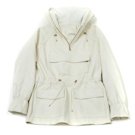 Bally OFF WHITE LEATHER PARKA FR38 Eggshell