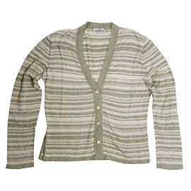 Cardigan Valentino vert à rayures en coton et soie Vert