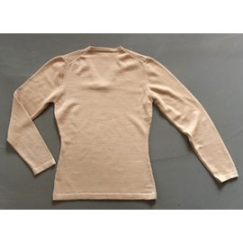 Autre Marque-Suéter beige con cuello en V - 100% de lana extra suave-Beige