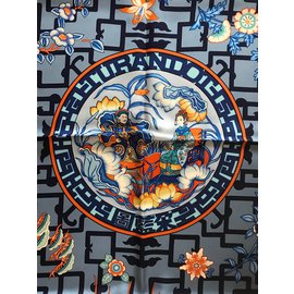Hermès-Plaza de hermes 90 Turandot excepcional-Azul marino