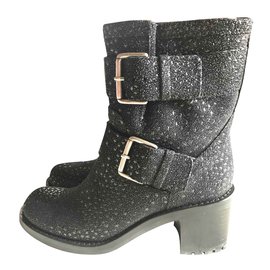 Free Lance Black Leather Boots Black