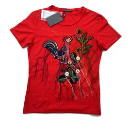 Alexander Mcqueen-Bird of Paradise embroidered top-Red