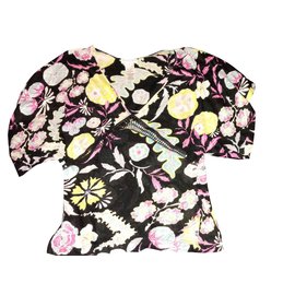 Top Christian Lacroix Negro Rosa Amarillo
