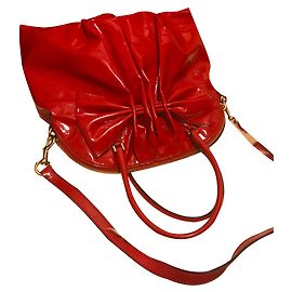 Valentino Garavani Red Patent Leather Handbag Red