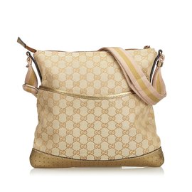 Gucci-GG Jacquard Crossbody Bag-Brown,Beige,Golden