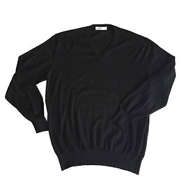 ERMENEGILDO ZEGNA Kaschmirpullover mit V-Ausschnitt in schwarzem TOP-ZUSTAND !! Größe M Schwarz