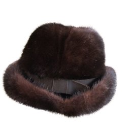 Autre Marque-Mink hat-Dark brown