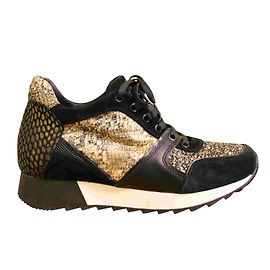 Tosca Blu sapatilhas pretas e douradas Dourado