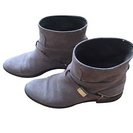 Botins Christian Dior Taupe Couro e Camurça Taupe