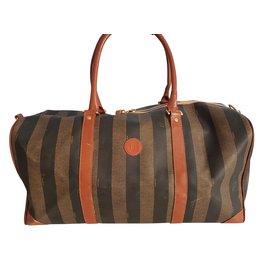 Fendi-fendi pequin large travel bag-Light brown,Dark brown