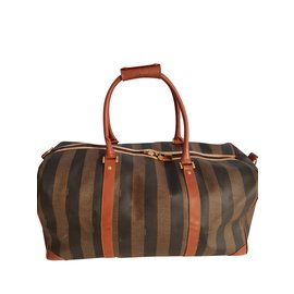 Fendi-fendi pequin large travel bag-Light brown,Dark brown