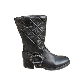 Zadig & Voltaire Black Leather Biker Boots Black
