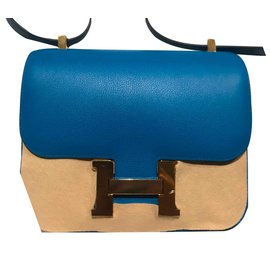 Hermès Constance 24 Evercolor Blu Oro Rosa Blu