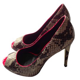 Stella Mc Cartney Stella McCartney Peep Toe High Heels Black Pink Python Print Black Pink White Multiple colors Python print