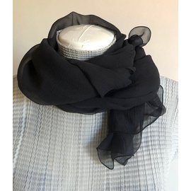 Autre Marque-black chiffon scarf-Black