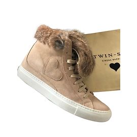 Baskets compensées Twin Set en daim rose 41 Rose