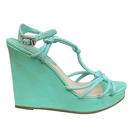 Céline Keilsandalen Türkis Lackleder Türkis