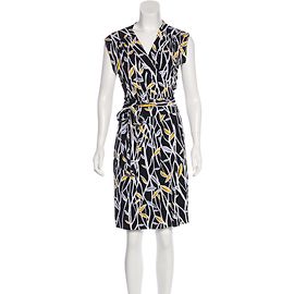 Vestido envelope Diane von Furstenberg Cassidy preto Preto Branco Amarelo