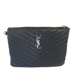 Autre Marque-Leather Monogram Pouch-Black