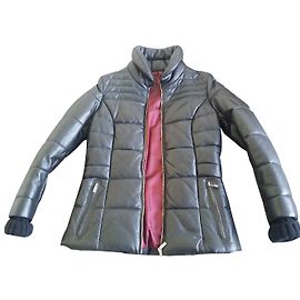 Autre Marque Lambskin leather jacket with wool knit sleeves black Black