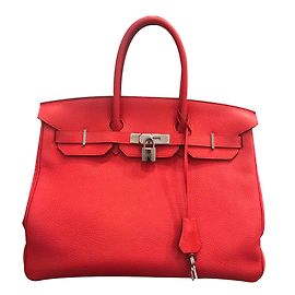 Hermès Birkin 35 en cuir Clemence corail Corail