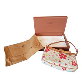 Louis Vuitton-Pochette Monogram Cherry Blossom Edition Limitée-Rose,Rouge,Écru