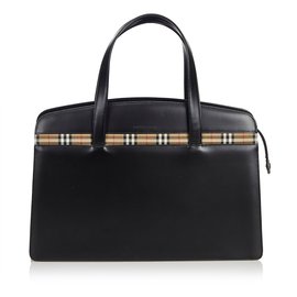 Burberry-Leather Handbag-Brown,Black,Beige