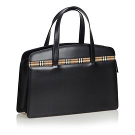 Burberry-Leather Handbag-Brown,Black,Beige