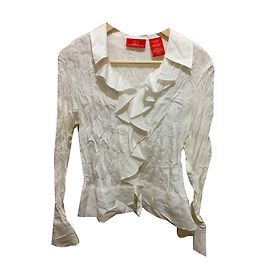 Oscar de la Renta Blusa arricciata con pizzo Crudo