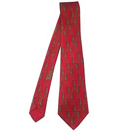 Hermès Lindo laço HERMES em estampado de seda marrom / vermelho com motivos de panda, Nova Condição! Vermelho Castanho claro