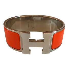 Hermès-Armband Clic Clac H PM Orange und Palladium-Orange