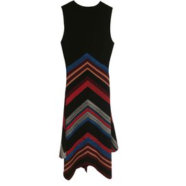Proenza Schouler-Belo vestido assimétrico em lã e seda-Preto,Vermelho,Multicor