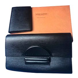 Carteira Louis Vuitton de couro preta Preto