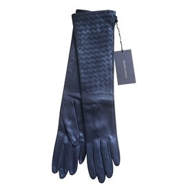 Bottega Veneta-Long woven gloves, intrecciato-Grey