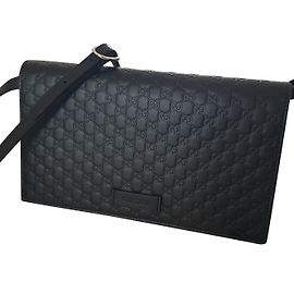 Gucci Black Leather Wallet Bag with Shoulder Strap Black