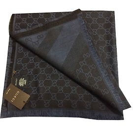 Gucci Sciarpa monogramma blu navy Blu