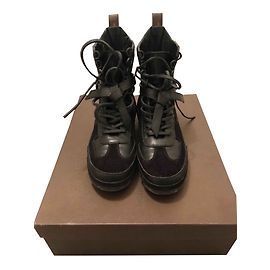 Baskets Louis Vuitton en cuir noir 37 Noir