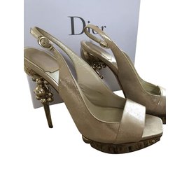 Dior Metallic Leather Sandals Champagne Metallic