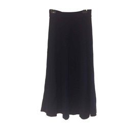 Chloé-Rib-knit midi cashmere skirt in navy blue-Black,Dark blue